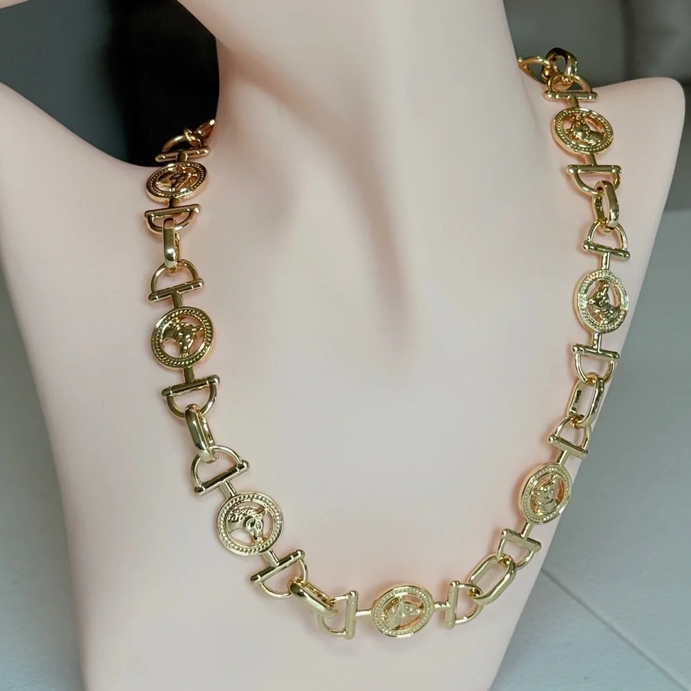 Gold Medallion Link Necklace - Women Jewelry